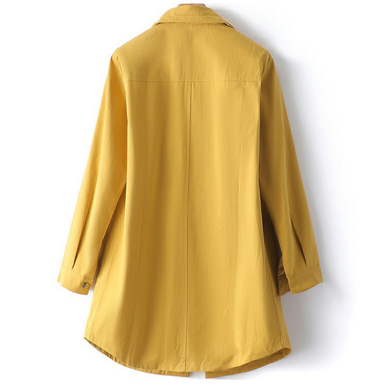 Couture | Dames midi trenchcoat met opstaande kraag en lange mouwen-Zomer Jassen-Calora-S-Calora