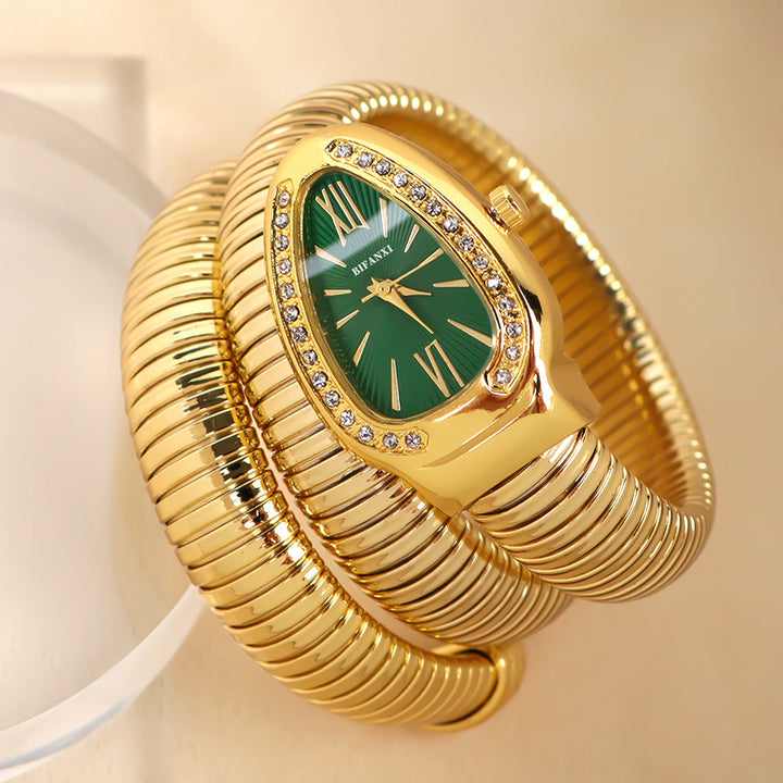 CALORA_ Creatieve Slangenhorloge met Quartz Beweging en Persoonlijke Armband