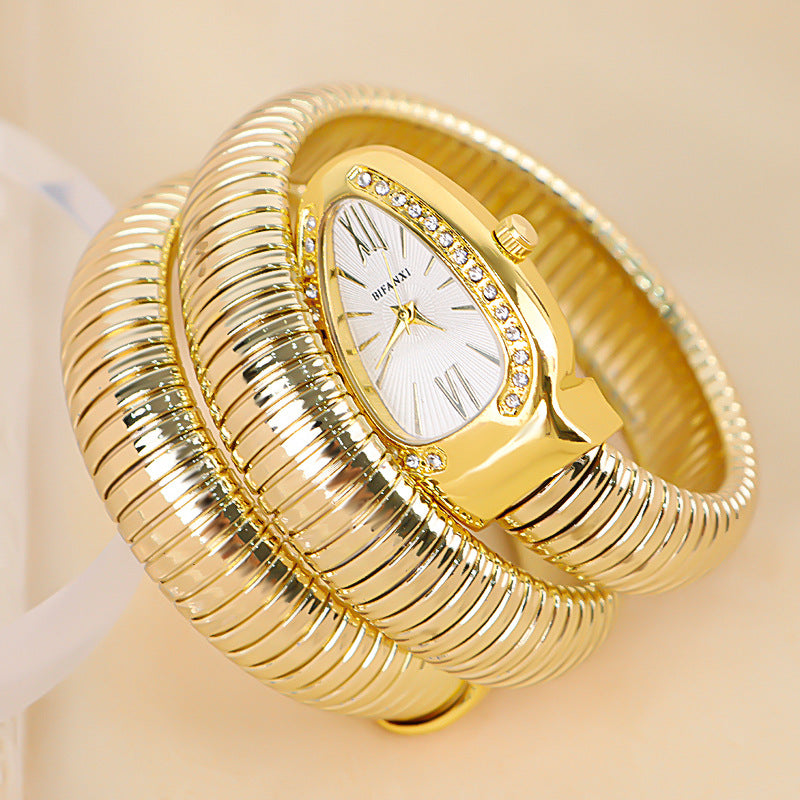 CALORA_ Creatieve Slangenhorloge met Quartz Beweging en Persoonlijke Armband