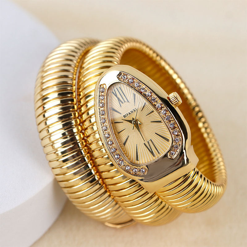 CALORA_ Creatieve Slangenhorloge met Quartz Beweging en Persoonlijke Armband