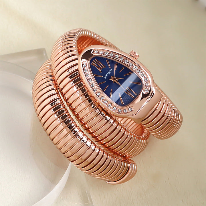 CALORA_ Creatieve Slangenhorloge met Quartz Beweging en Persoonlijke Armband