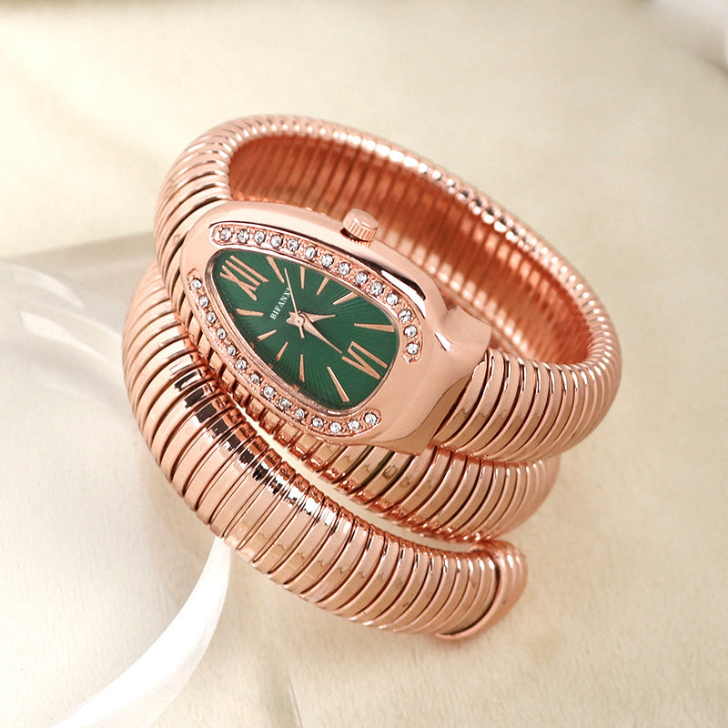CALORA_ Creatieve Slangenhorloge met Quartz Beweging en Persoonlijke Armband