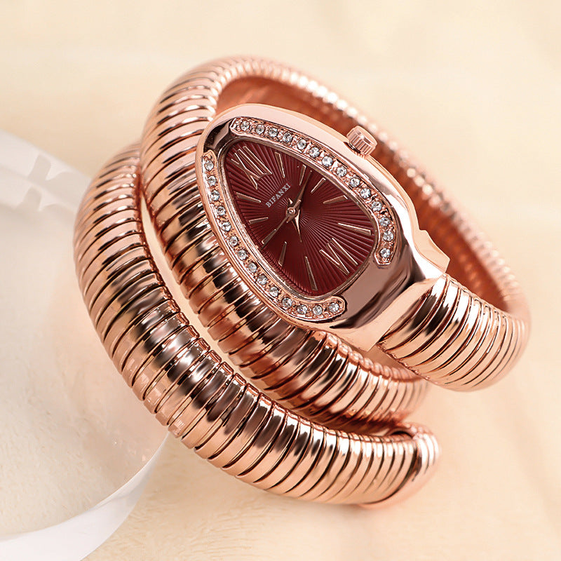 CALORA_ Creatieve Slangenhorloge met Quartz Beweging en Persoonlijke Armband