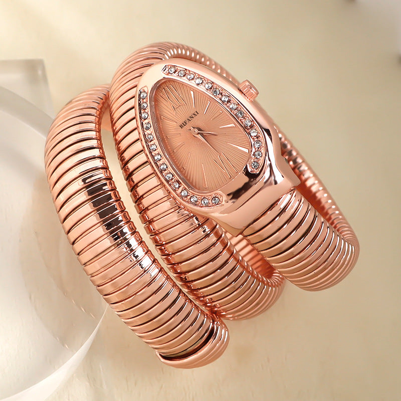CALORA_ Creatieve Slangenhorloge met Quartz Beweging en Persoonlijke Armband