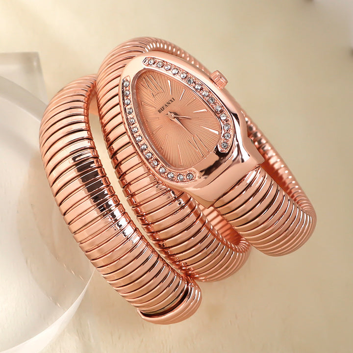 CALORA_ Creatieve Slangenhorloge met Quartz Beweging en Persoonlijke Armband
