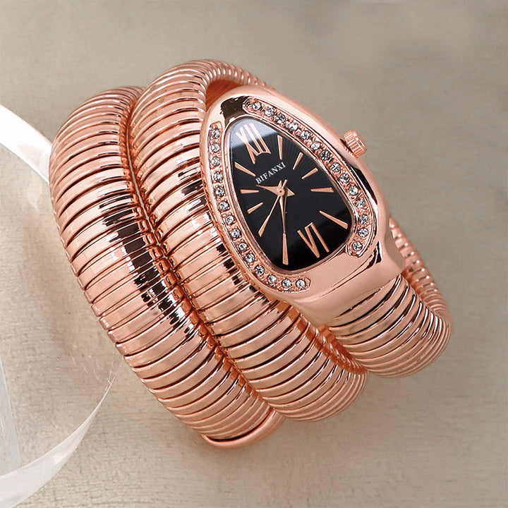 CALORA_ Creatieve Slangenhorloge met Quartz Beweging en Persoonlijke Armband