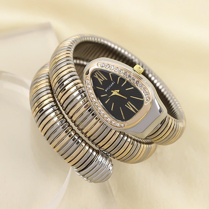 CALORA_ Creatieve Slangenhorloge met Quartz Beweging en Persoonlijke Armband