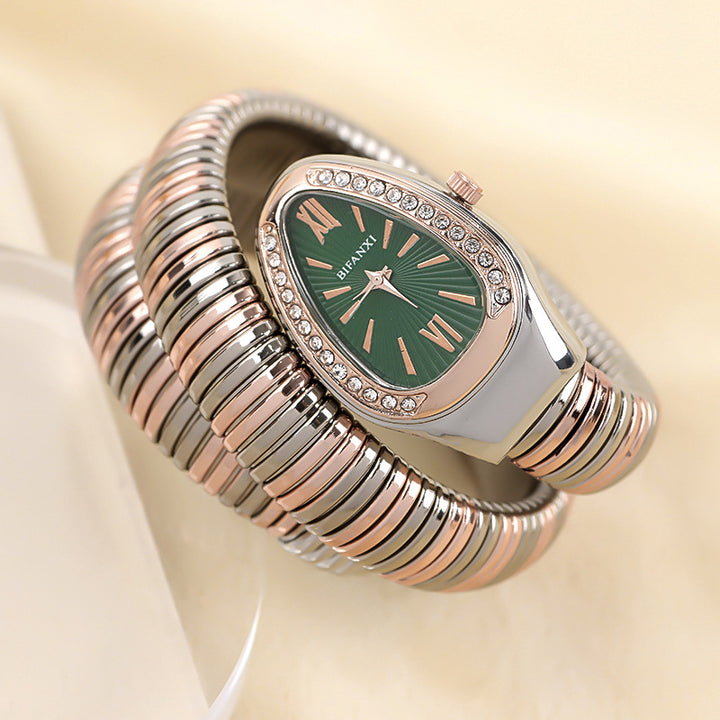 CALORA_ Creatieve Slangenhorloge met Quartz Beweging en Persoonlijke Armband