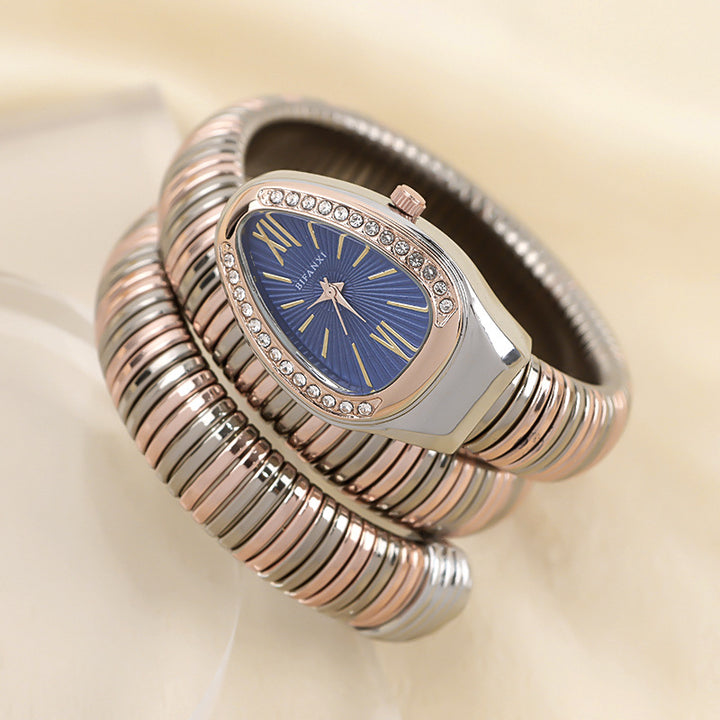 CALORA_ Creatieve Slangenhorloge met Quartz Beweging en Persoonlijke Armband