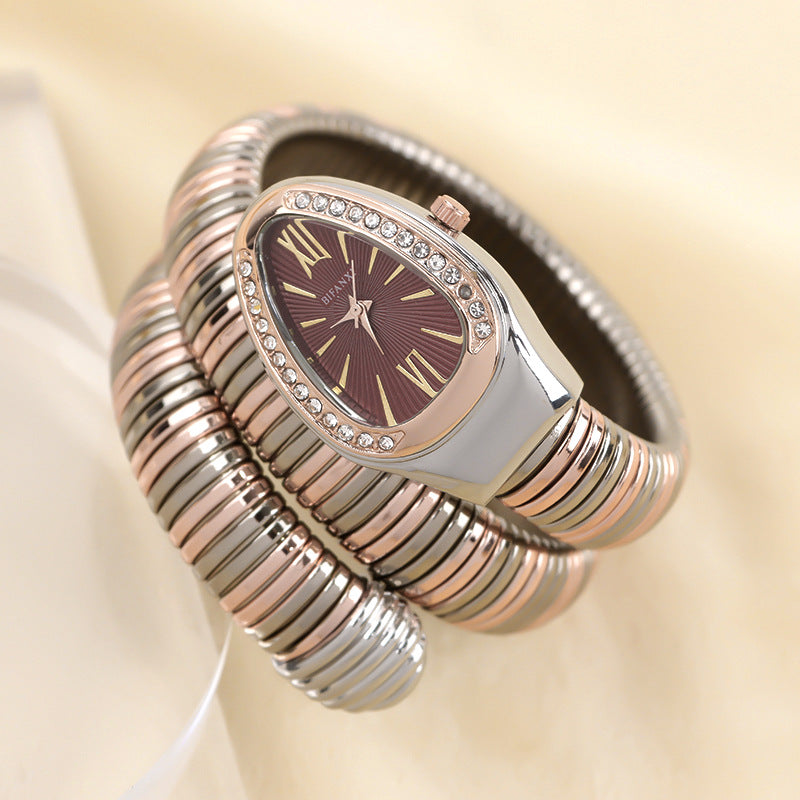 CALORA_ Creatieve Slangenhorloge met Quartz Beweging en Persoonlijke Armband