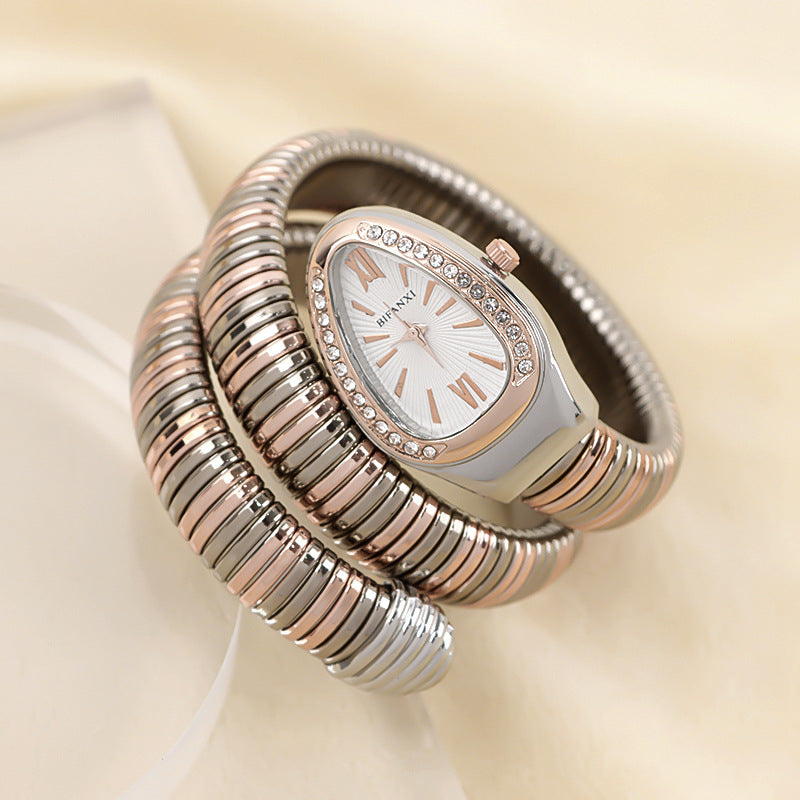 CALORA_ Creatieve Slangenhorloge met Quartz Beweging en Persoonlijke Armband