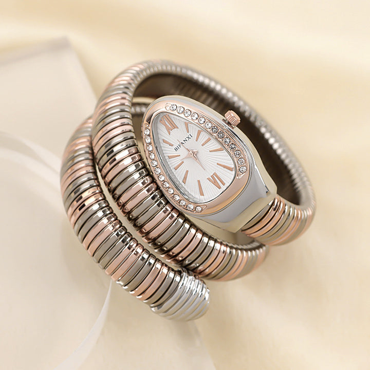 CALORA_ Creatieve Slangenhorloge met Quartz Beweging en Persoonlijke Armband