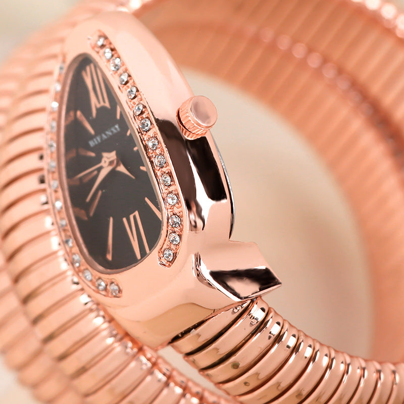CALORA_ Creatieve Slangenhorloge met Quartz Beweging en Persoonlijke Armband