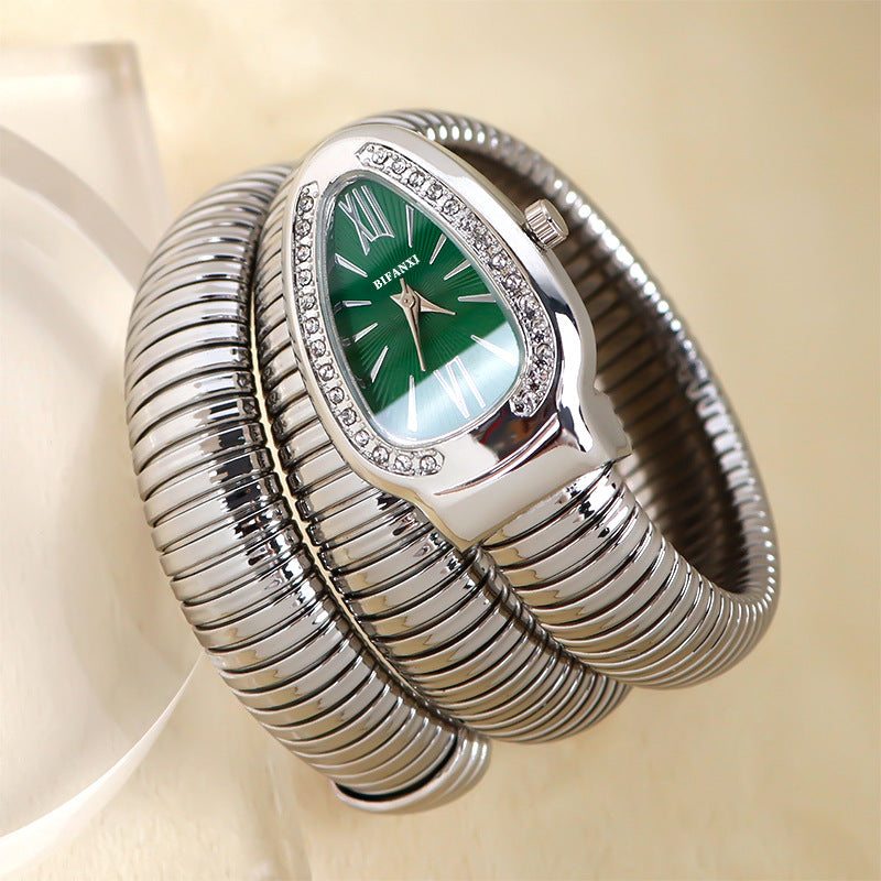 CALORA_ Creatieve Slangenhorloge met Quartz Beweging en Persoonlijke Armband