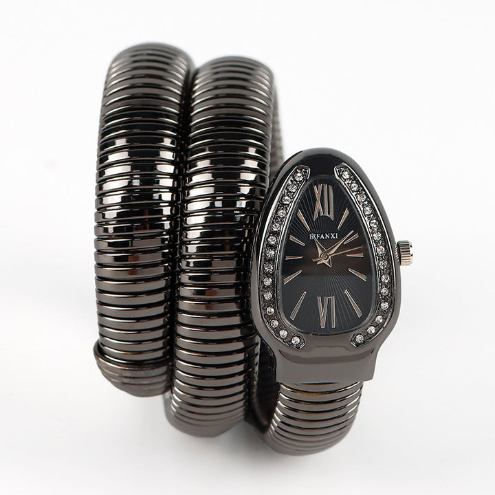 CALORA_ Creatieve Slangenhorloge met Quartz Beweging en Persoonlijke Armband