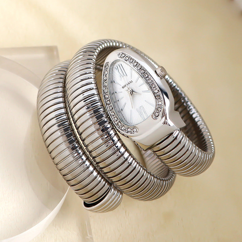 CALORA_ Creatieve Slangenhorloge met Quartz Beweging en Persoonlijke Armband