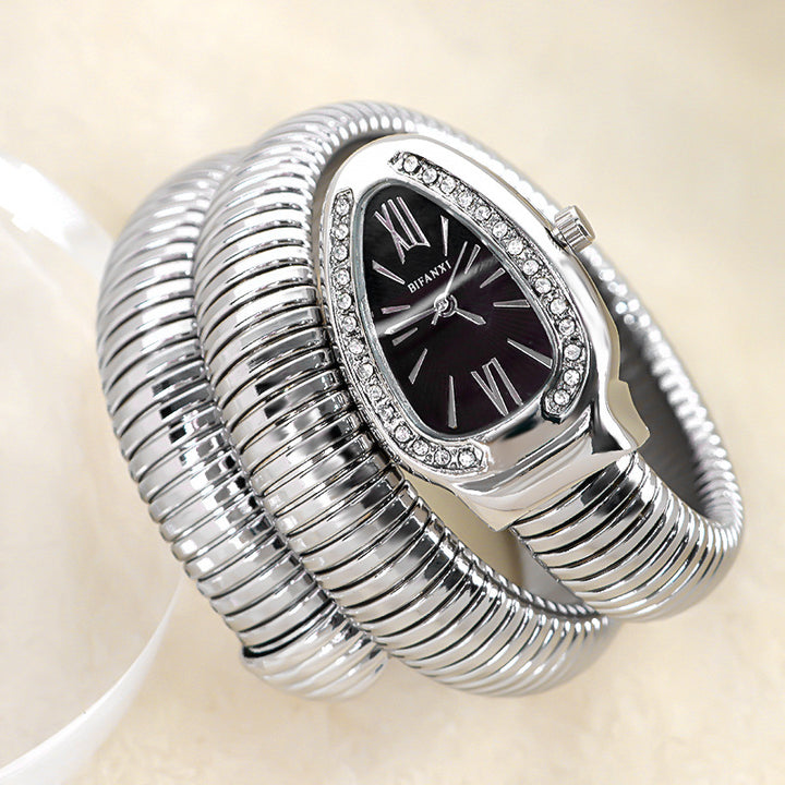 CALORA_ Creatieve Slangenhorloge met Quartz Beweging en Persoonlijke Armband