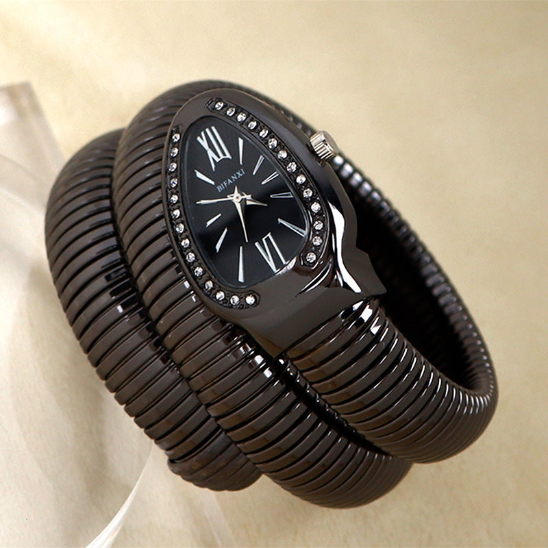 CALORA_ Creatieve Slangenhorloge met Quartz Beweging en Persoonlijke Armband