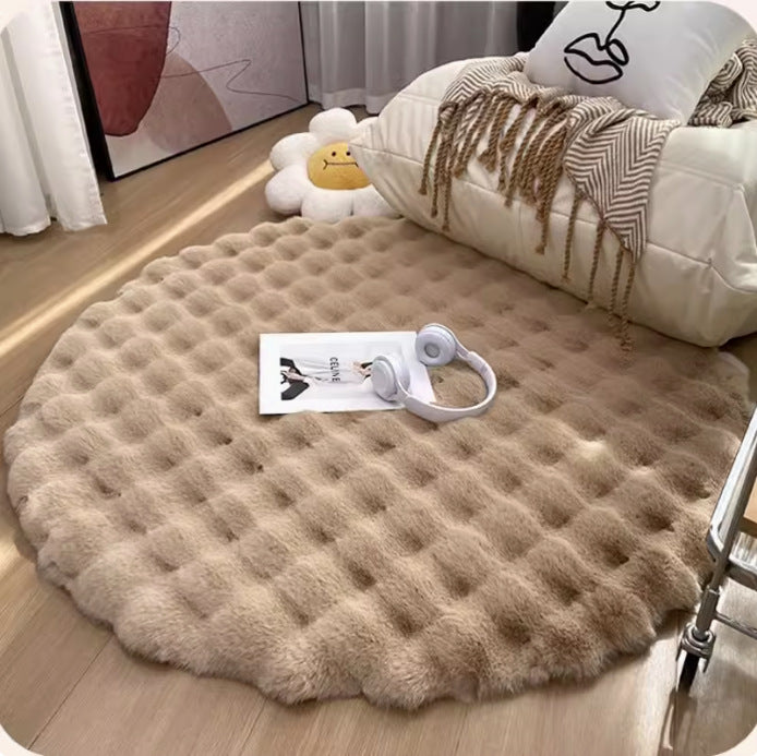 CALORA_ Crème Stijl Luxe Konijn Pluche Woonkamertapijt voor Slaapkamer