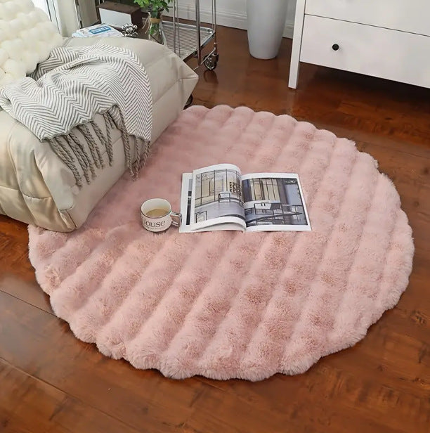 CALORA_ Crème Stijl Luxe Konijn Pluche Woonkamertapijt voor Slaapkamer