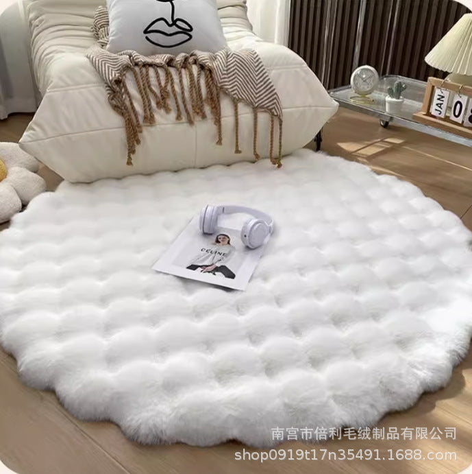CALORA_ Crème Stijl Luxe Konijn Pluche Woonkamertapijt voor Slaapkamer