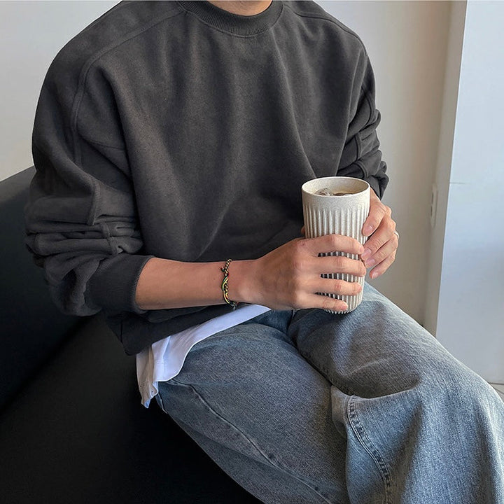 CALORA_ Crewneck Sweatshirt met Minimalistisch Ontwerp en Zachte Stof