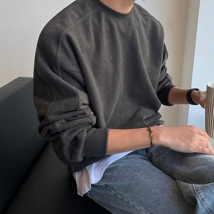 CALORA_ Crewneck Sweatshirt met Minimalistisch Ontwerp en Zachte Stof