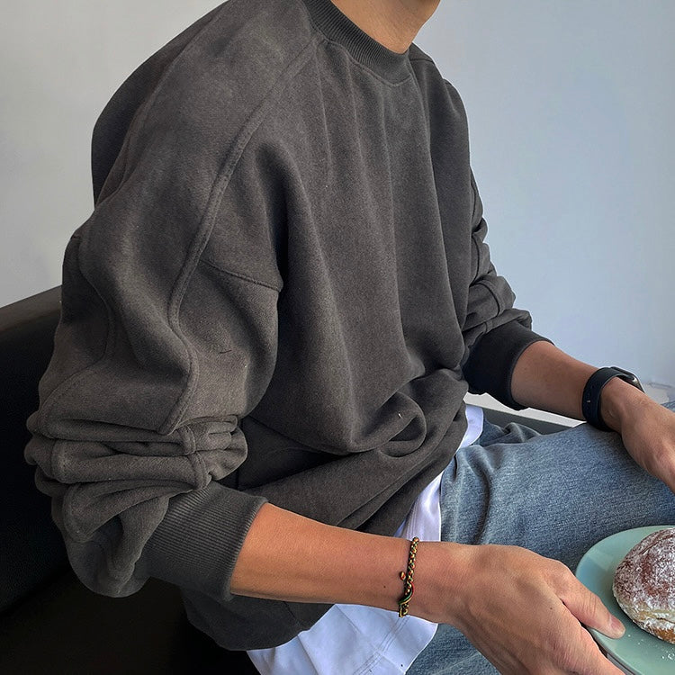 CALORA_ Crewneck Sweatshirt met Minimalistisch Ontwerp en Zachte Stof
