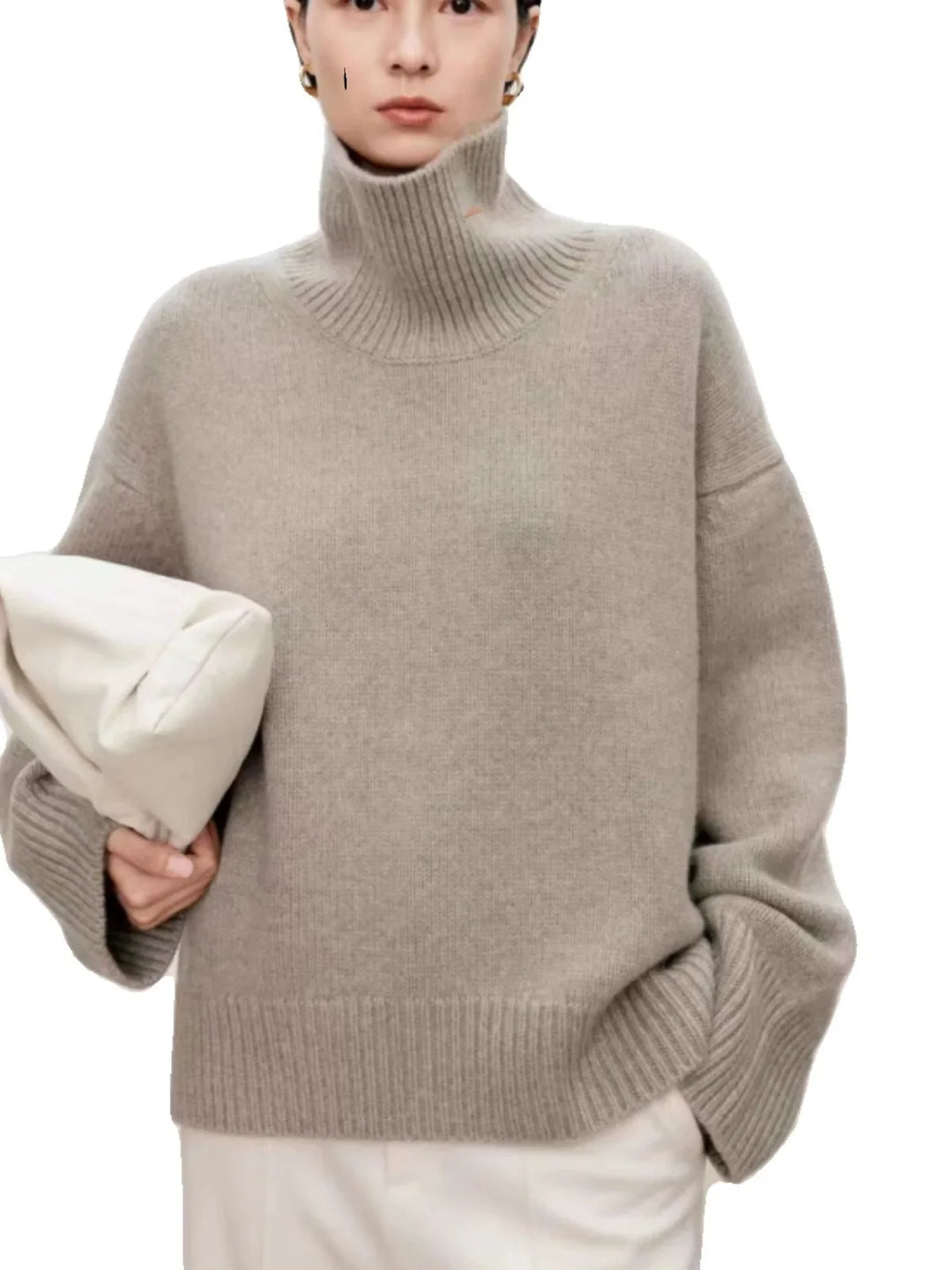 Cristina | Dames high-end coltrui met dikke stiksels-Blazers & Vesten-Calora-Zwart-S-Calora