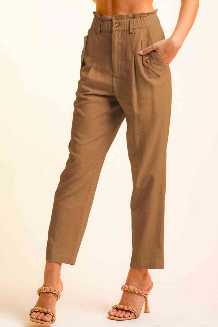 Cropped Skinny Broek met knopen aan de zijkant-Korte Broeken-Calora-Zwart-S-Calora