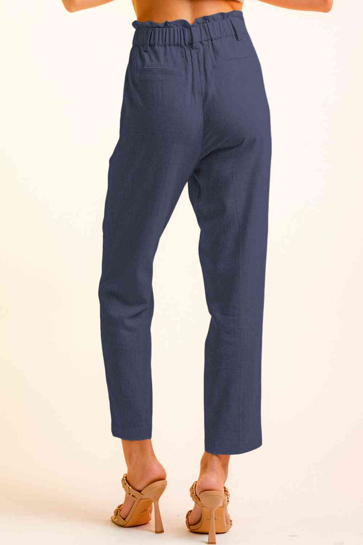 Cropped Skinny Broek met knopen aan de zijkant-Korte Broeken-Calora-Zwart-S-Calora
