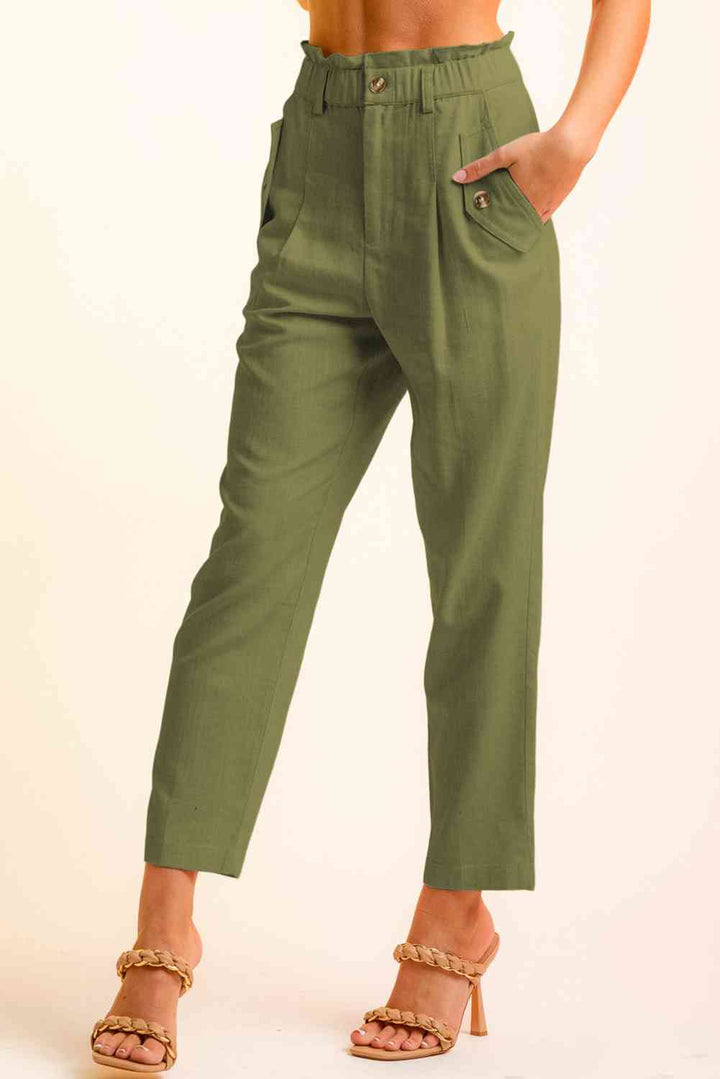 Cropped Skinny Broek met knopen aan de zijkant-Korte Broeken-Calora-Zwart-S-Calora
