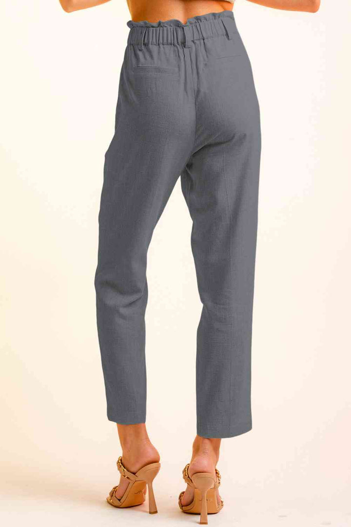 Cropped Skinny Broek met knopen aan de zijkant-Korte Broeken-Calora-Zwart-S-Calora