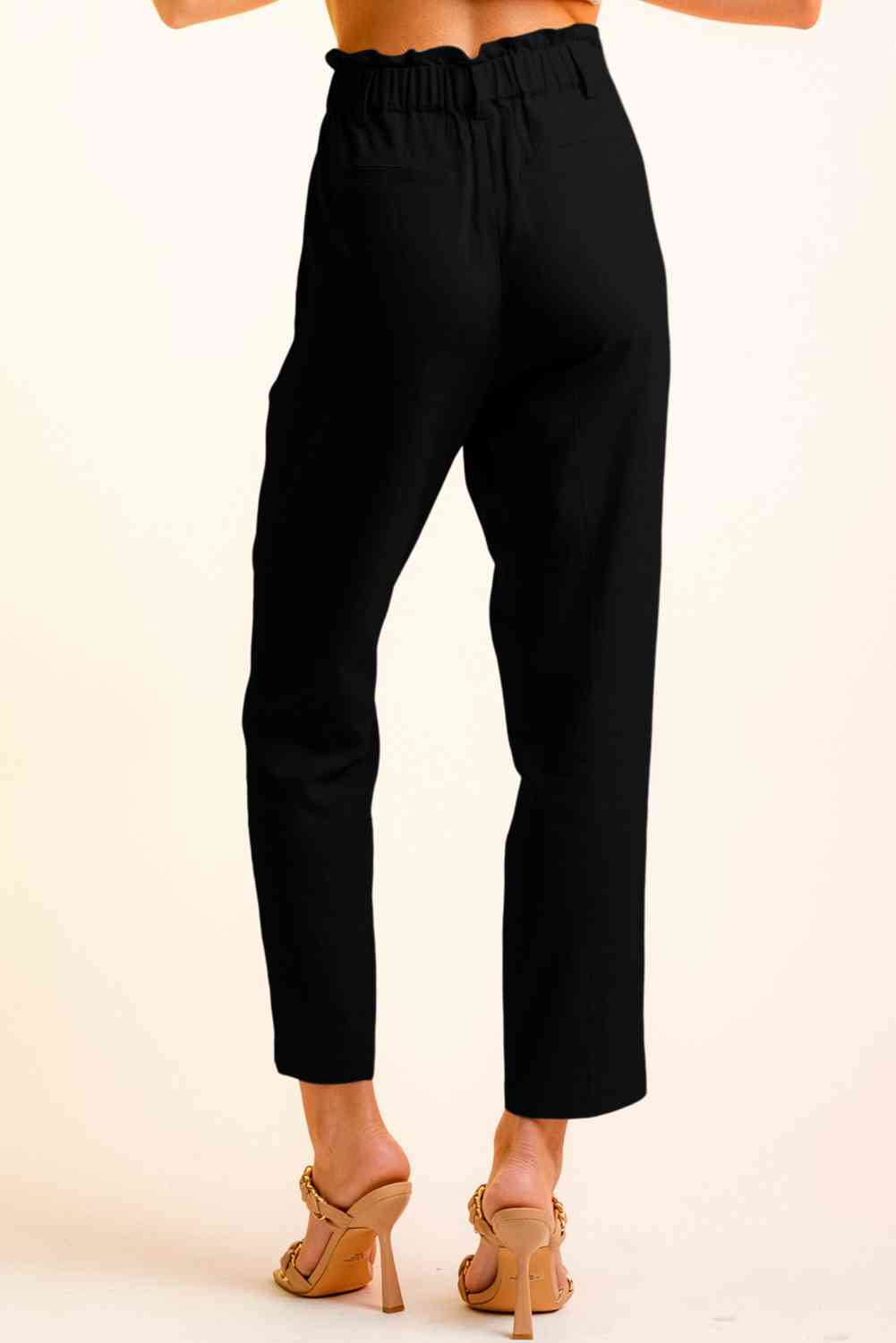 Cropped Skinny Broek met knopen aan de zijkant-Korte Broeken-Calora-Zwart-S-Calora