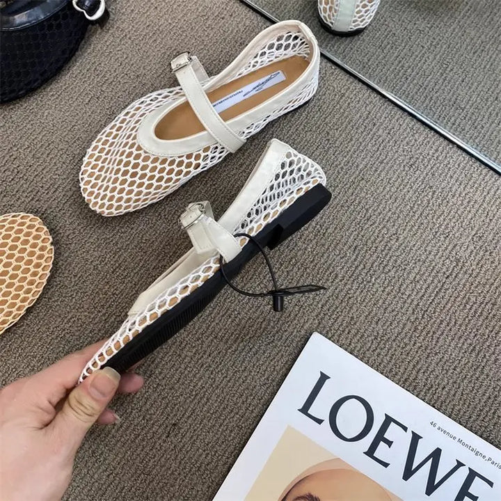 CALORA_ Dames Ademend Mesh Espadrilles Flats Casual Instappers