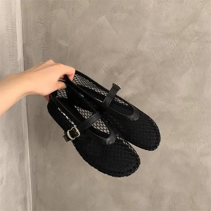 CALORA_ Dames Ademend Mesh Espadrilles Flats Casual Instappers