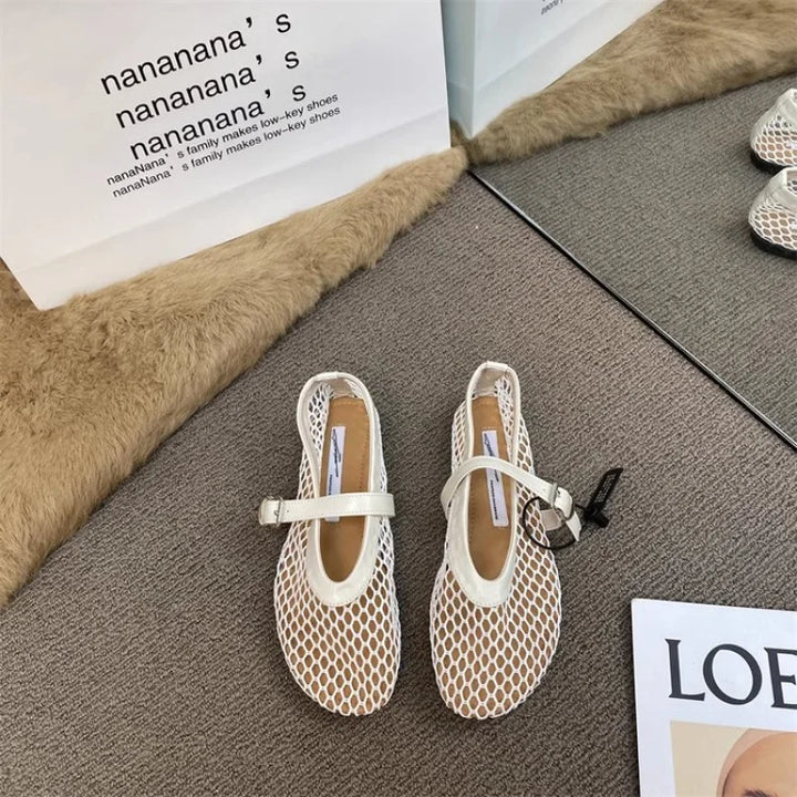 CALORA_ Dames Ademend Mesh Espadrilles Flats Casual Instappers