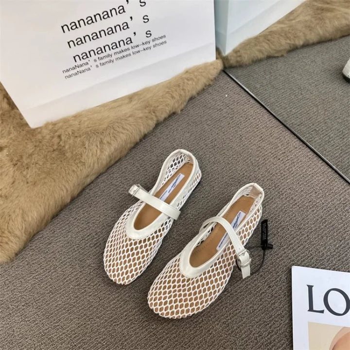 CALORA_ Dames Ademend Mesh Espadrilles Flats Casual Instappers