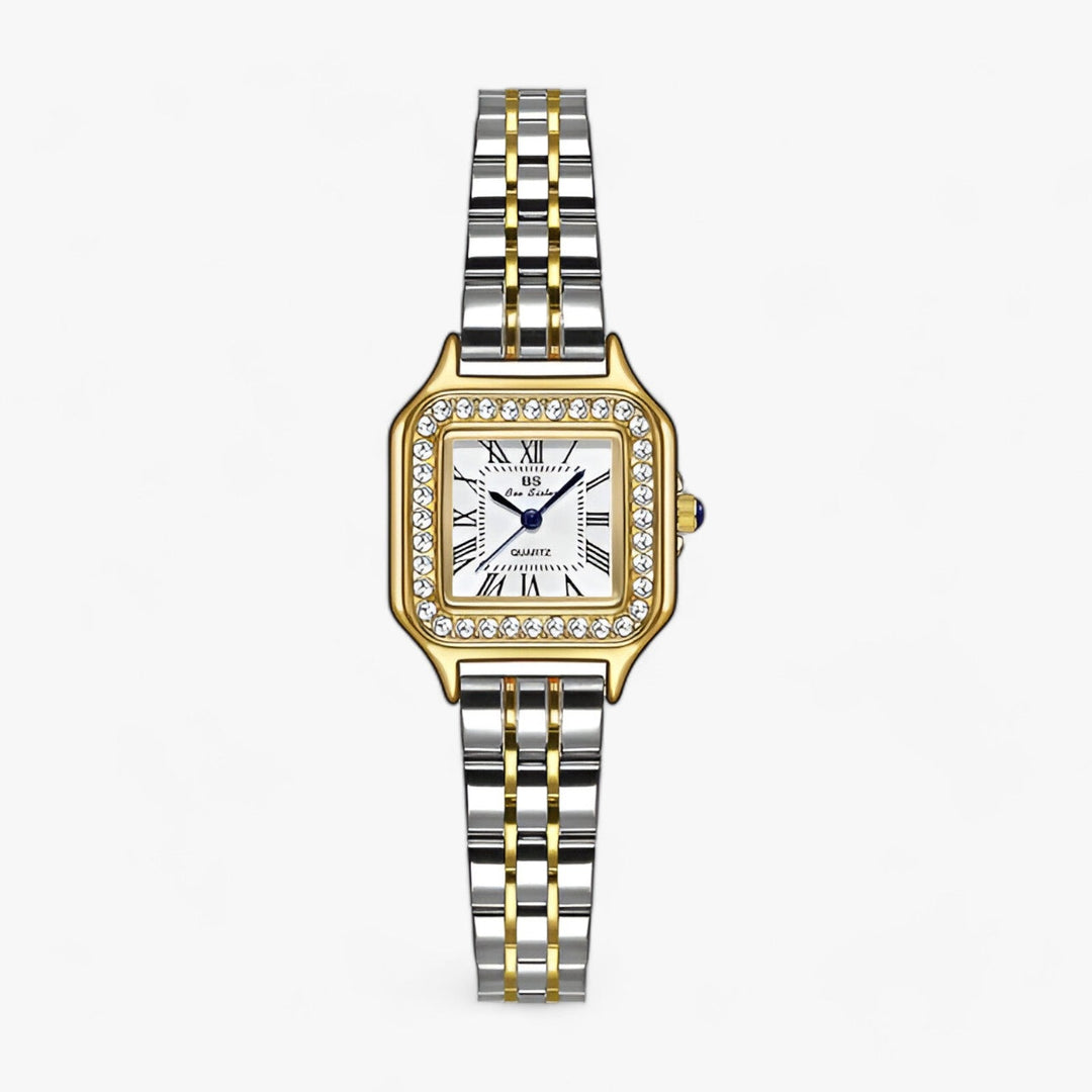 Dames Armbandhorloge in elegant vierkant ontwerp met fonkelende strass-Horloges-Calora-Wit-Calora