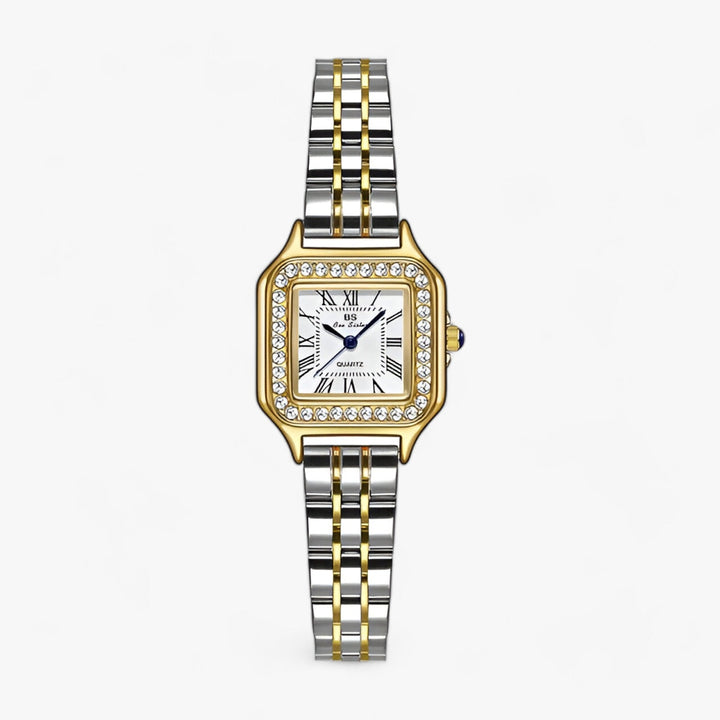 Dames Armbandhorloge in elegant vierkant ontwerp met fonkelende strass-Horloges-Calora-Wit-Calora