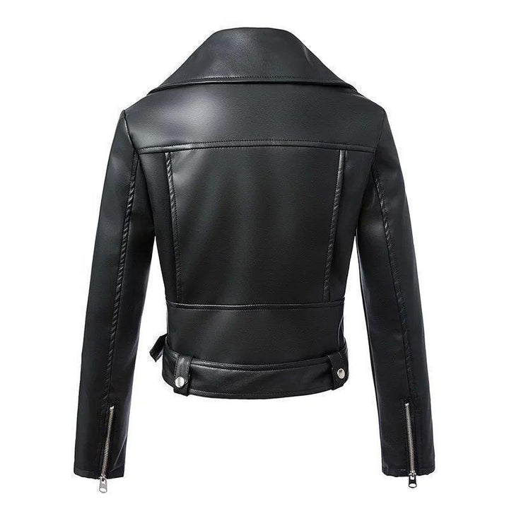 CALORA_ Dames Biker Moto PU Leren Jas met Riem en Ritssluiting voor Casual Stijl