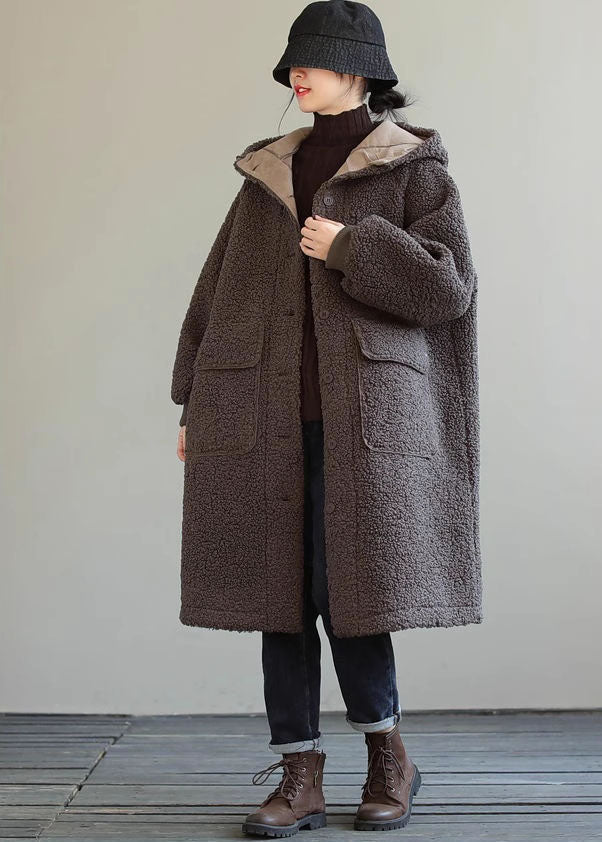 Dames blauwe winterjas met capuchon en knopen van imitatiebont-Zomer Jassen-Calora-Blauw-S-Calora
