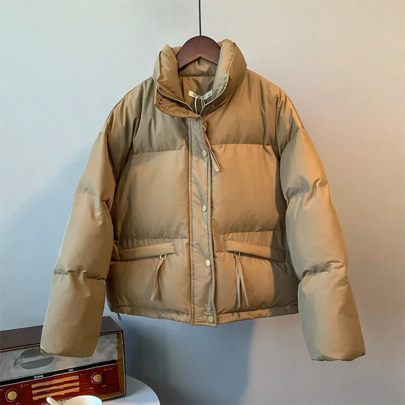 Dames bomberjas met drukknoopsluiting en ritssluiting-Zomer Jassen-Calora-Khaki-S-Calora