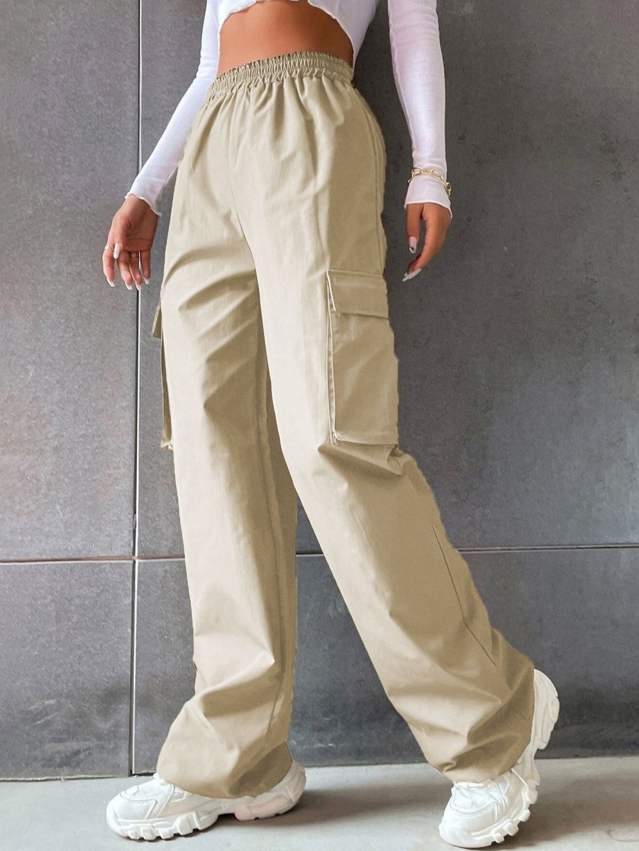 Dames Cargo Broek met Zakken-Wijde Broeken-Calora-Beige-S-Calora