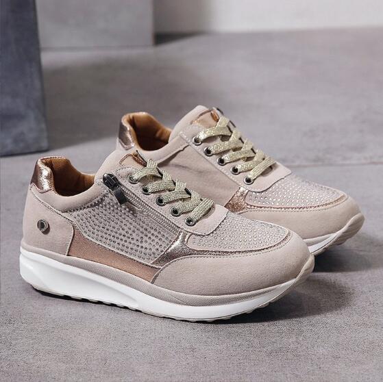 CALORA_ Dames Casual Sneakers met Textuur Paneel en Zijrits voor Wandelen
