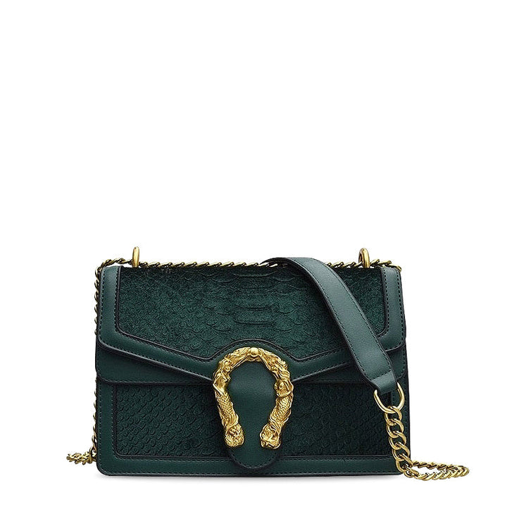 CALORA_ Dames Crossbody Tas van Vegan Leren Met Goudkleurige Details