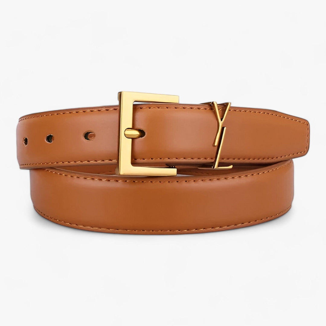Dames Designer Leren Riem met Gouden Gesp-Handtassen-Calora-Koffie-110cm-Calora