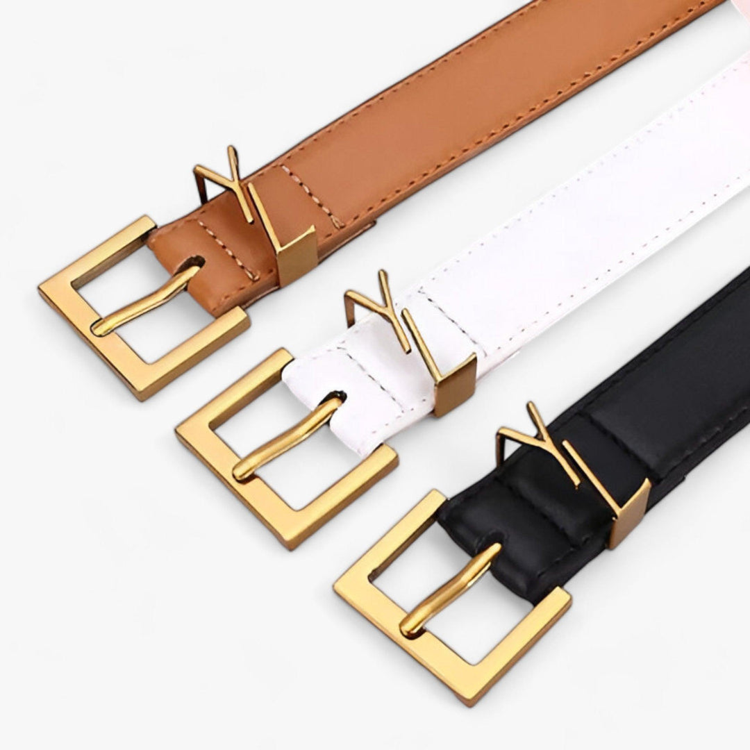 Dames Designer Leren Riem met Gouden Gesp-Handtassen-Calora-Wit-110cm-Calora