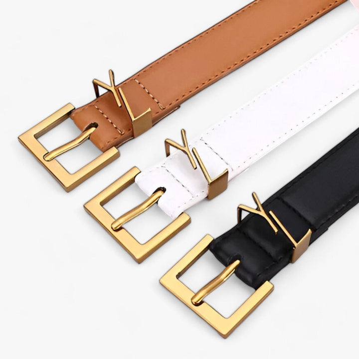 Dames Designer Leren Riem met Gouden Gesp-Handtassen-Calora-Wit-110cm-Calora