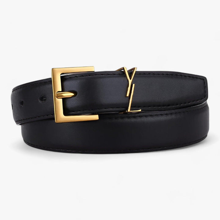 Dames Designer Leren Riem met Gouden Gesp-Handtassen-Calora-Zwart-110cm-Calora